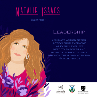 Natalie Isaacs es fundadora y directora ejecutiva de 1 Million Women, un movimiento mundial de mujeres y niñas que toman medidas concretas para luchar contra el cambio climático a través del cambio en sus propios hábitos de vida.